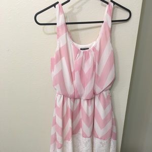 Small pink and white chevron dress